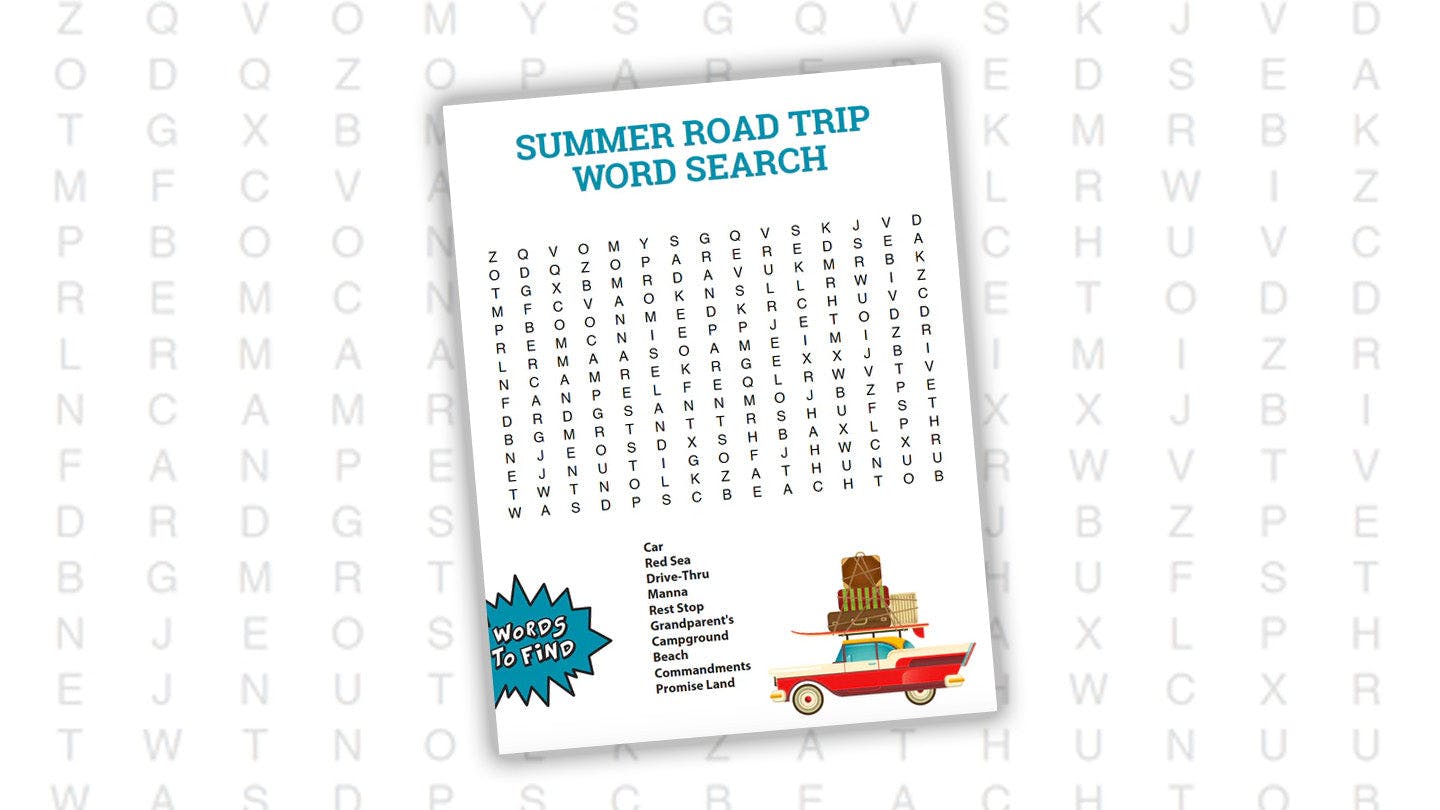 Summer Road Trip Word Search Activity Sheet